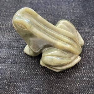 Carved Stone Green Frog